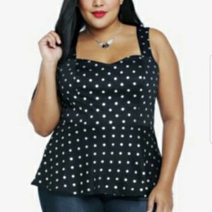 Black with silver polka dot torrid peblum top